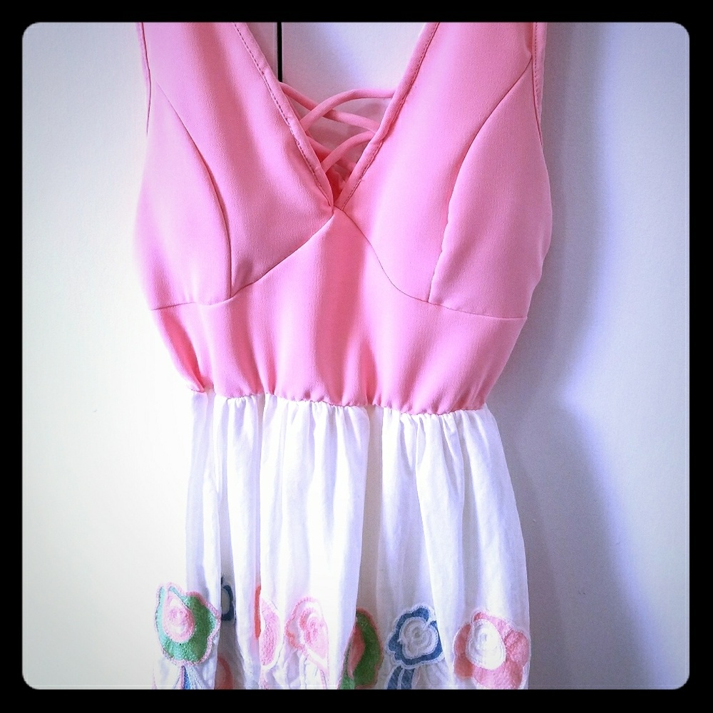 Adorable pink embroidered dress